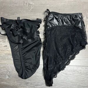 Torrid Bundle Black Faux Leather Mesh Panties Cheeky High Leg Pleather Panty 2X